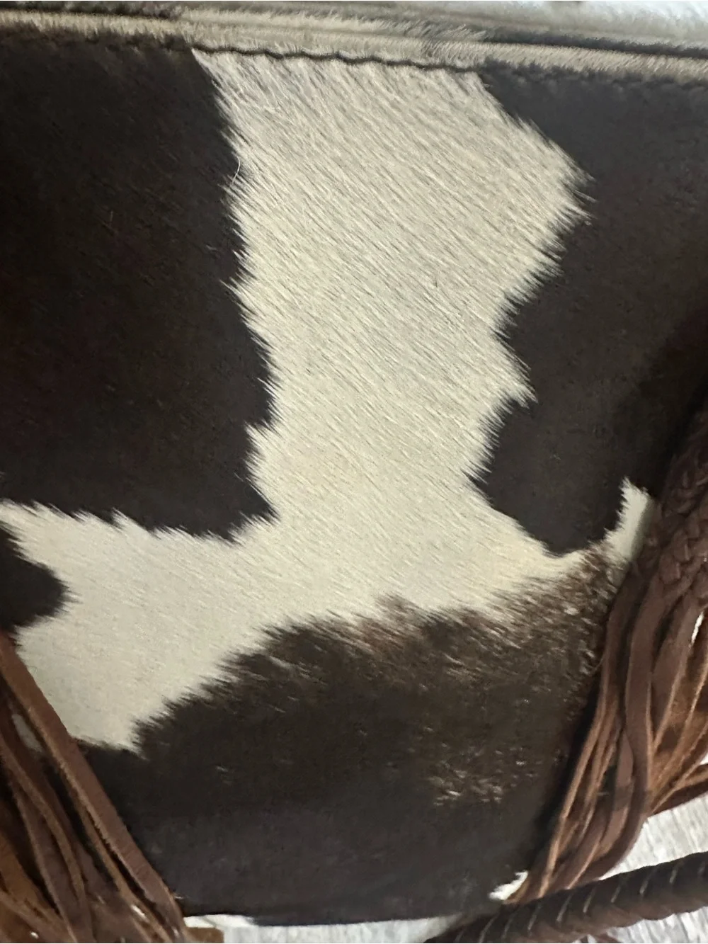American Darling Cowhide Hair On Leather Fringe Tote Bag Cowgirl Western Boho